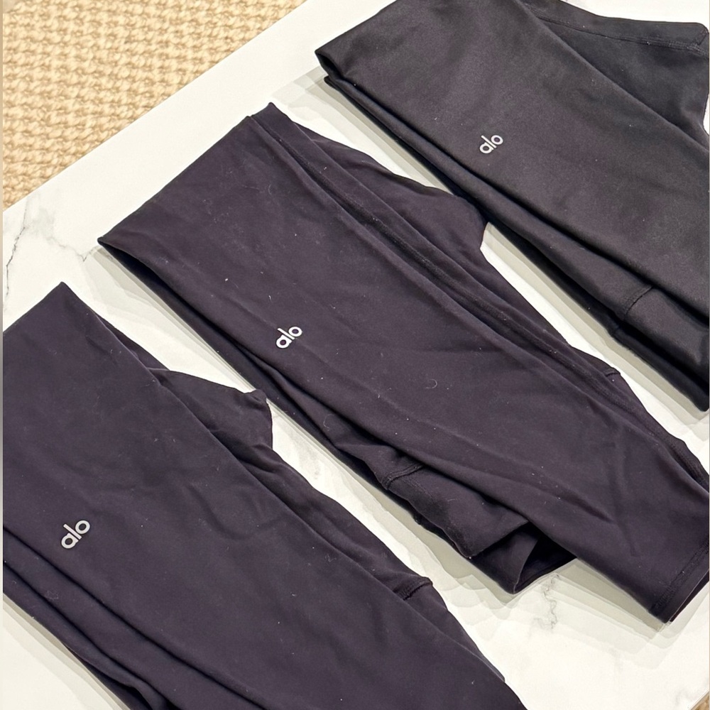 ALO BUNDLE: 3-Pack Black Airbrush Leggings (Small)